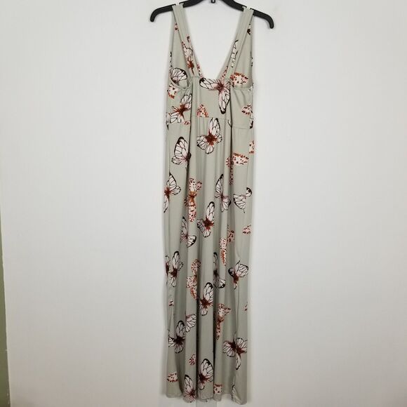 Earthbound Trading Company Women Butterfly Maxi Dress Sz XL  Boho Sleeveless - Picture 4 of 8